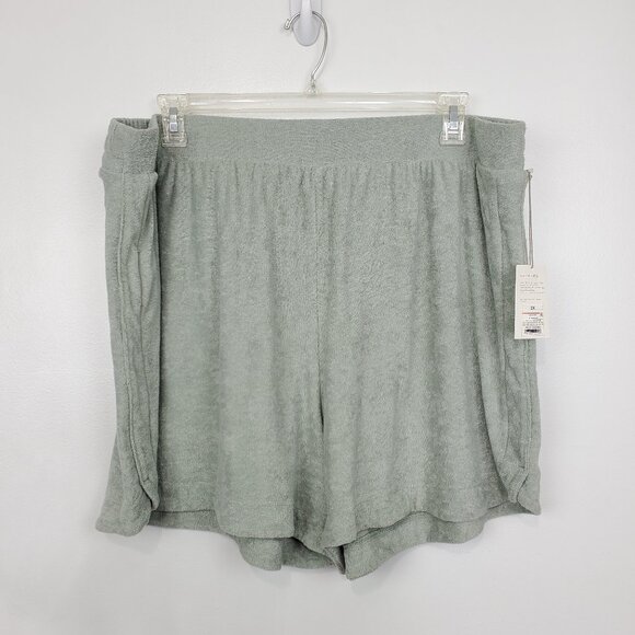 A New Day Green Terry Cloth Casual Lounge Shorts NWT NEW Size 2X - Picture 1 of 12